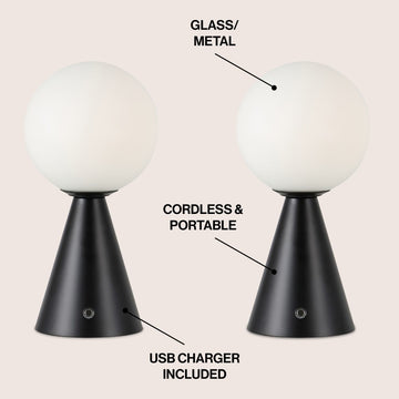Macie 11.75" Modern Minimalist Globe Rechargeable/Cordless Dimmable Integrated LED Table Lamp with Touch Sensor